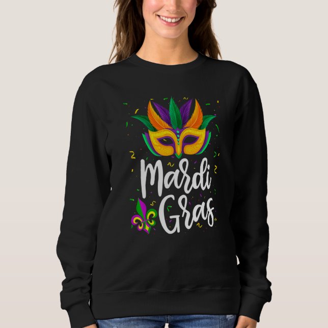 Fantastisk Mardi Gras Firande Pärlor Mask Feathers T Shirt (Framsida)