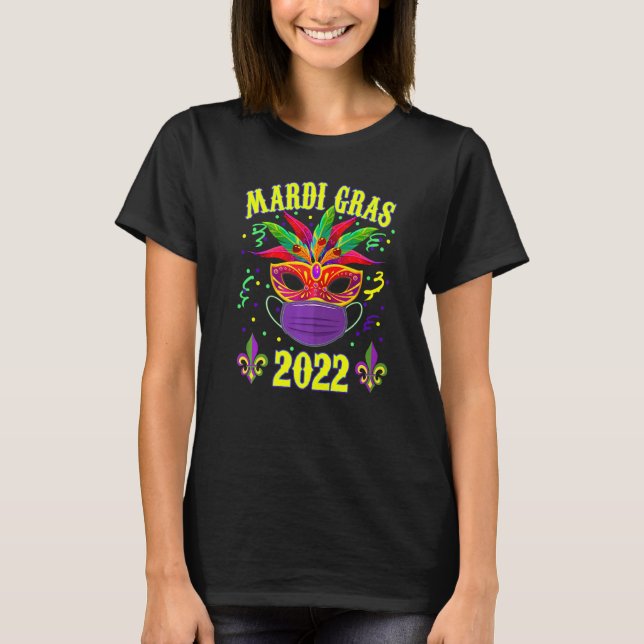 Fantastisk Mardi Gras Mask och Ansikte Mask Funny  T Shirt (Framsida)