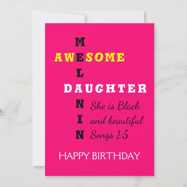 Fantastisk Melanin DAUGHTER Birthday Card (Framsida)