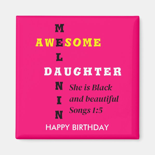 FANTASTISK MELANIN DAUGHTER Christian Birthday Magnet (Framsidan)