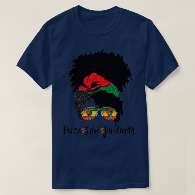 Fantastisk Messy Bun Junetelfte firandet 1865 juni T Shirt (Design framsida)