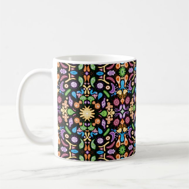 Fantastisk mikroorganismer som lever i mönster kaffemugg (Vänster)