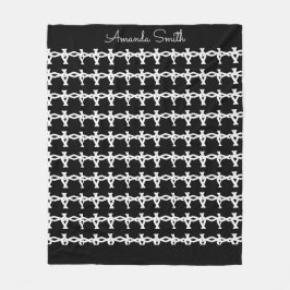 Fantastisk, minimala, svarta och vita kedjan Mönst Fleecefilt