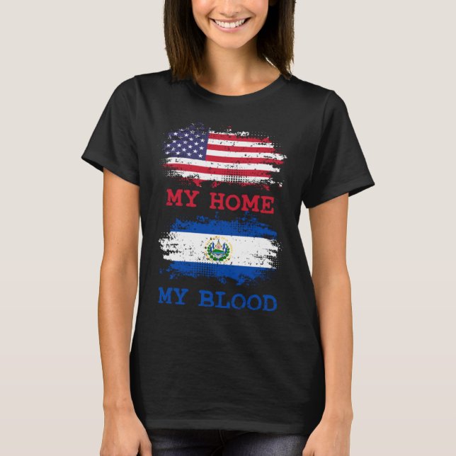 Fantastisk Mitt hem USA Mitt blood El Salvador Sal T Shirt (Framsida)