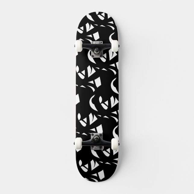 Fantastisk Modern Art Black and White Mini Skateboard Bräda 18,5 Cm (Framsida)