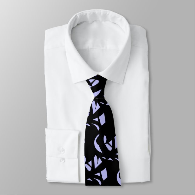Fantastisk Modern Art Black och Lavender Slips (Bunden)