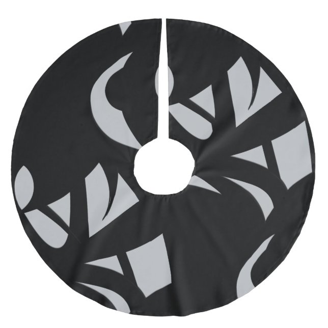 Fantastisk Modern Art Grått/svart Julgransmatta Borstad Polyester (Framsidan)