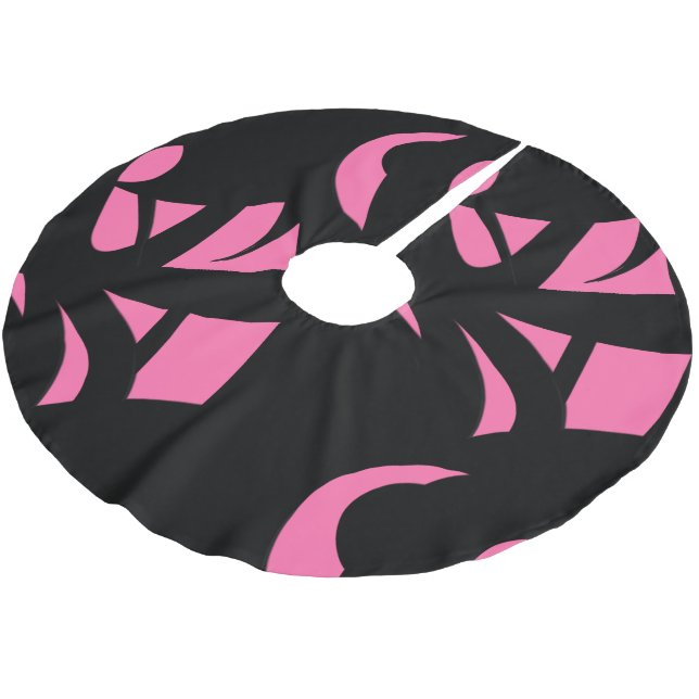 Fantastisk Modern Art Rosa/svart Julgransmatta Borstad Polyester (Vinklad)