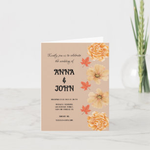 Fantastisk modern boho höstblommor bröllop inbjudan