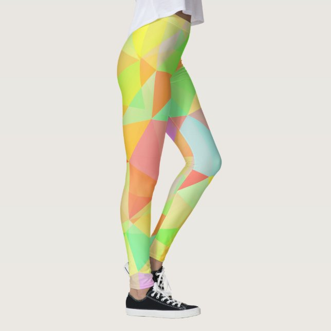 Fantastisk Modern Geometrisk Flerfärgad Mönster Leggings (Höger)