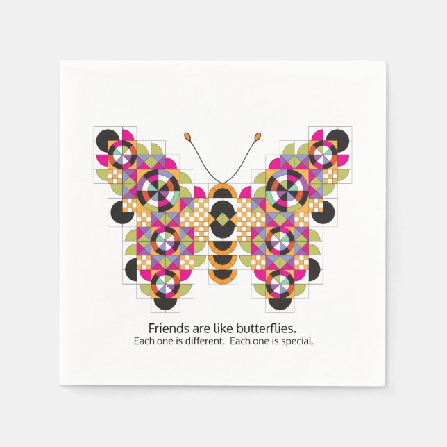 Fantastisk Monarch Butterfly Quilt Mönster Napkins Pappersservett (Framsidan)