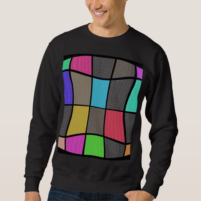 Fantastisk Mondrian-stil Modern Design Lång Ärmad Tröja (Framsida)