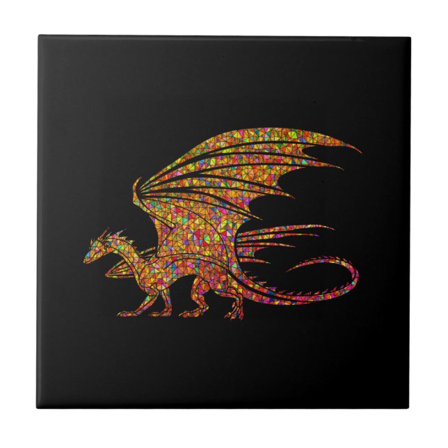 Fantastisk Mosaic Dragon Drawstring Bag Kakelplatta (Framsidan)