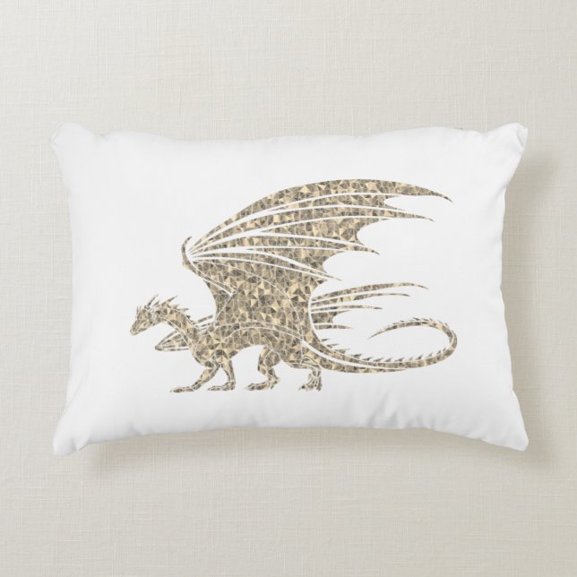 Fantastisk Mosaic Dragon Golden Accent Pillow Prydnadskudde (Framsidan)