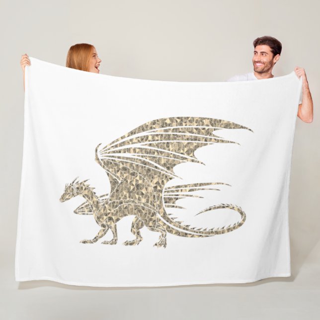Fantastisk Mosaic Dragon Golden Fleecefilt (På plats)