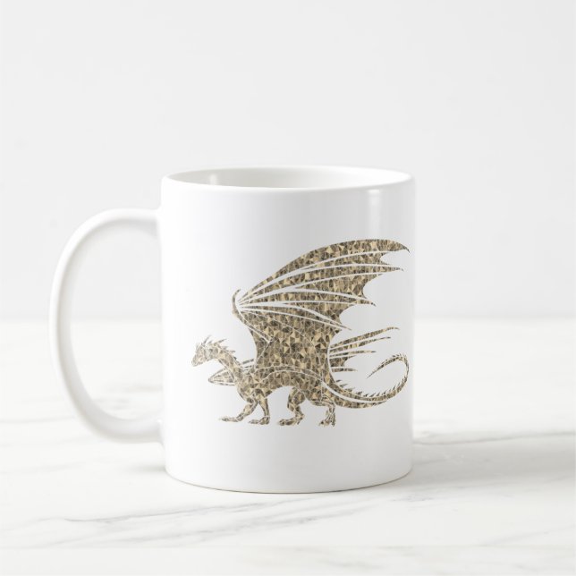 Fantastisk Mosaic Dragon Golden Kaffemugg (Vänster)