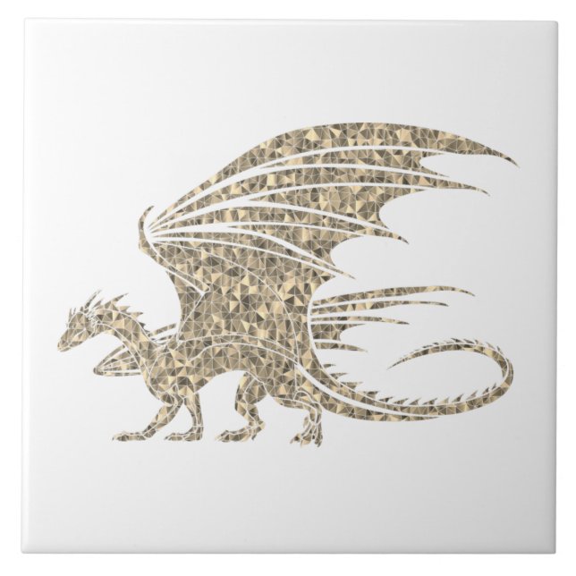 Fantastisk Mosaic Dragon Golden Kakelplatta (Framsidan)