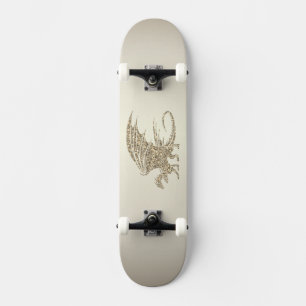 Fantastisk Mosaic Dragon Golden Mini Skateboard Bräda 18,5 Cm