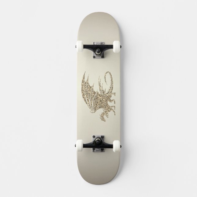 Fantastisk Mosaic Dragon Golden Mini Skateboard Bräda 18,5 Cm (Framsida)