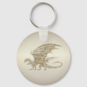 Fantastisk Mosaic Dragon Golden Nyckelring