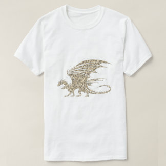 Fantastisk Mosaic Dragon Golden T Shirt