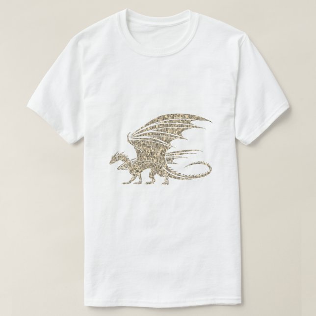 Fantastisk Mosaic Dragon Golden T Shirt (Design framsida)