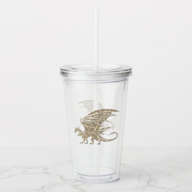 Fantastisk Mosaic Dragon Golden Take Away Mugg (Framsida)