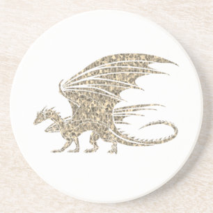Fantastisk Mosaic Dragon Golden Underlägg