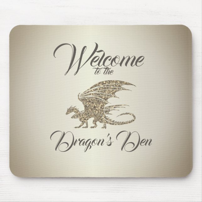Fantastisk Mosaic Dragon Golden Välkommen Musmatta (Framsidan)