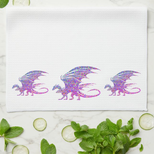 Fantastisk Mosaic Dragon Kökshandduk (Vikta)