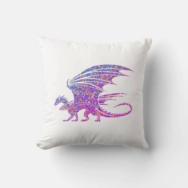 Fantastisk Mosaic Dragon Kudde (Framsida)