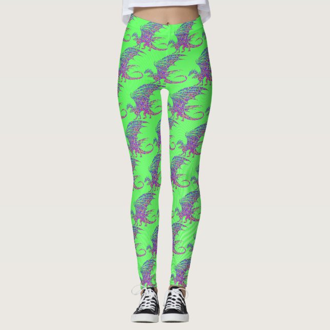Fantastisk Mosaic Dragon Leggings (Framsida)