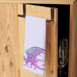 Fantastisk Mosaic Dragon Lila-accent Kökshandduk