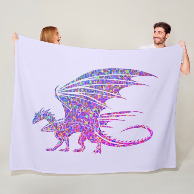 Fantastisk Mosaic Dragon Lila Fleecefilt (På plats)