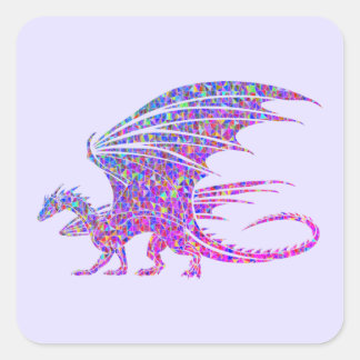 Fantastisk Mosaic Dragon Lila Fyrkantigt Klistermärke