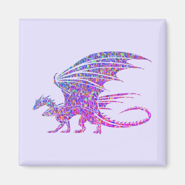 Fantastisk Mosaic Dragon Lila Magnet (Framsidan)
