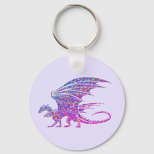 Fantastisk Mosaic Dragon Lila Nyckelring (Framsida)