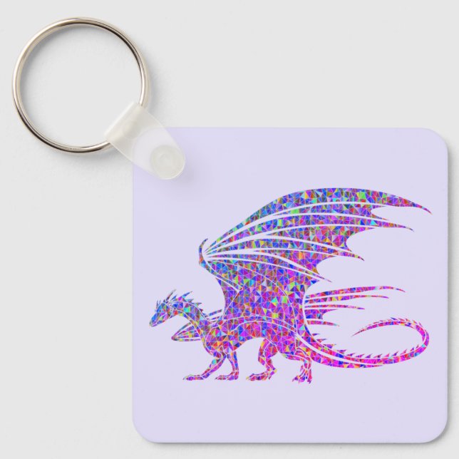 Fantastisk Mosaic Dragon Lila Nyckelring (Framsida)