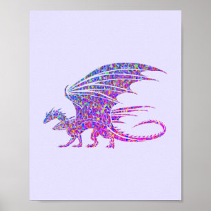 Fantastisk Mosaic Dragon Lila Poster