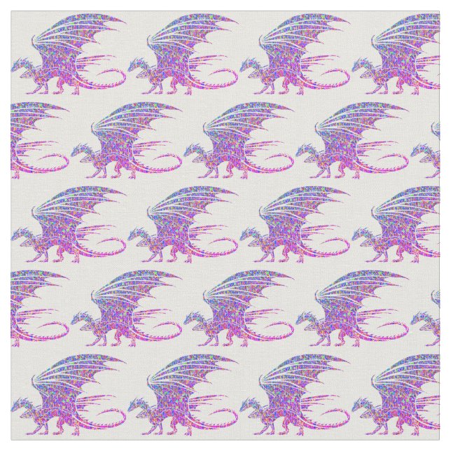 Fantastisk Mosaic Dragon Lila Tyg (Närbild)