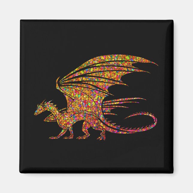 Fantastisk Mosaic Dragon Magnet (Framsidan)