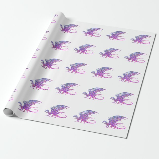 Fantastisk Mosaic Dragon Presentpapper (Utrullad)