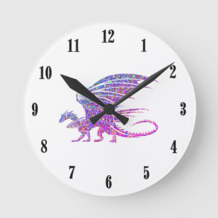Fantastisk Mosaic Dragon Rund Klocka