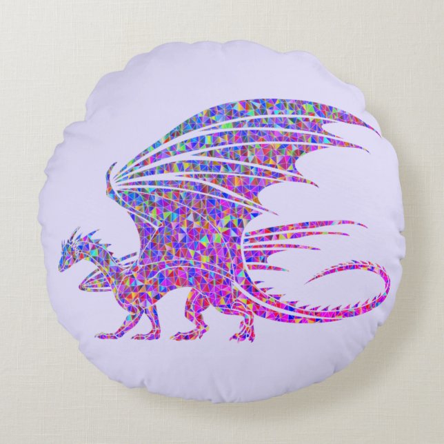Fantastisk Mosaic Dragon Rund Kudde (Framsidan)