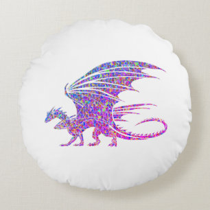 Fantastisk Mosaic Dragon Rund Kudde