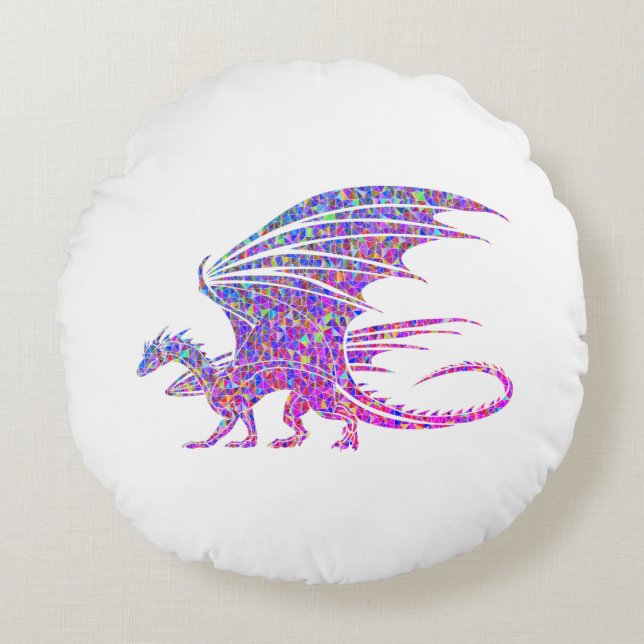 Fantastisk Mosaic Dragon Rund Kudde (Framsidan)