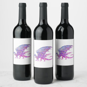 Fantastisk Mosaic Dragon Vinflaska Etikett