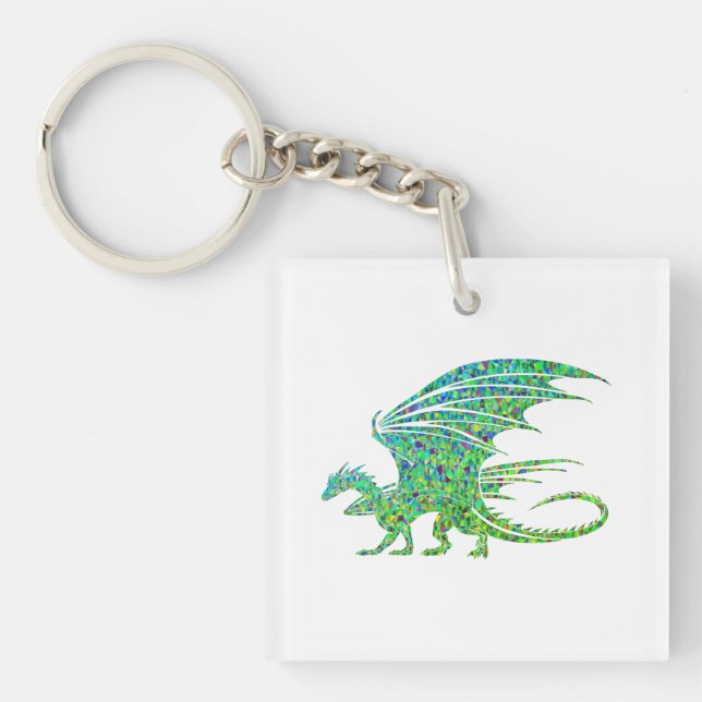 Fantastisk Mosaic Grönt Dragon (Framsidan)