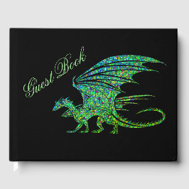 Fantastisk Mosaic Grönt Dragon Guest Bok