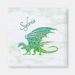 Fantastisk Mosaic Grönt Dragon Personal Magnet